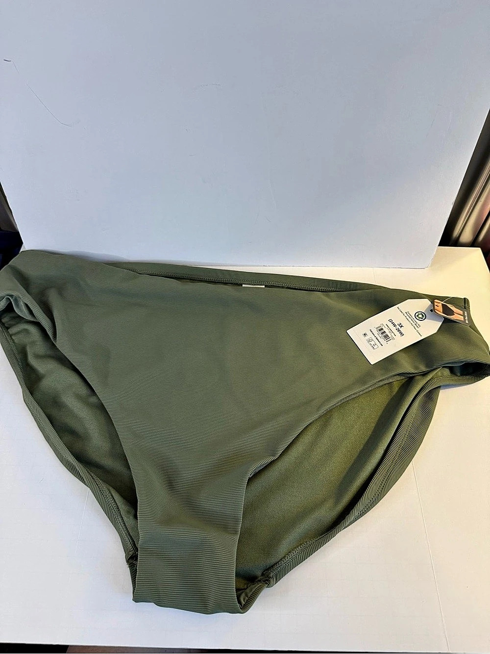 Time and Tru Plus Size 3X Olive Ribbed Bikini Swim Bottom NWT